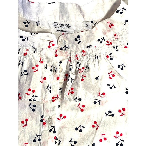 BONPOINT‎ Blouse Girls Ruffled Cherry Print Pima Cotton Button Top sz 10 - Picture 2 of 5
